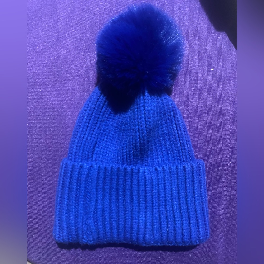Cozy Blue Kids Pom-Pom Beanie
